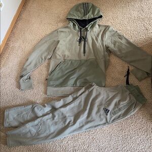 Adidas Khaki Green Hoodie and Joggers Set